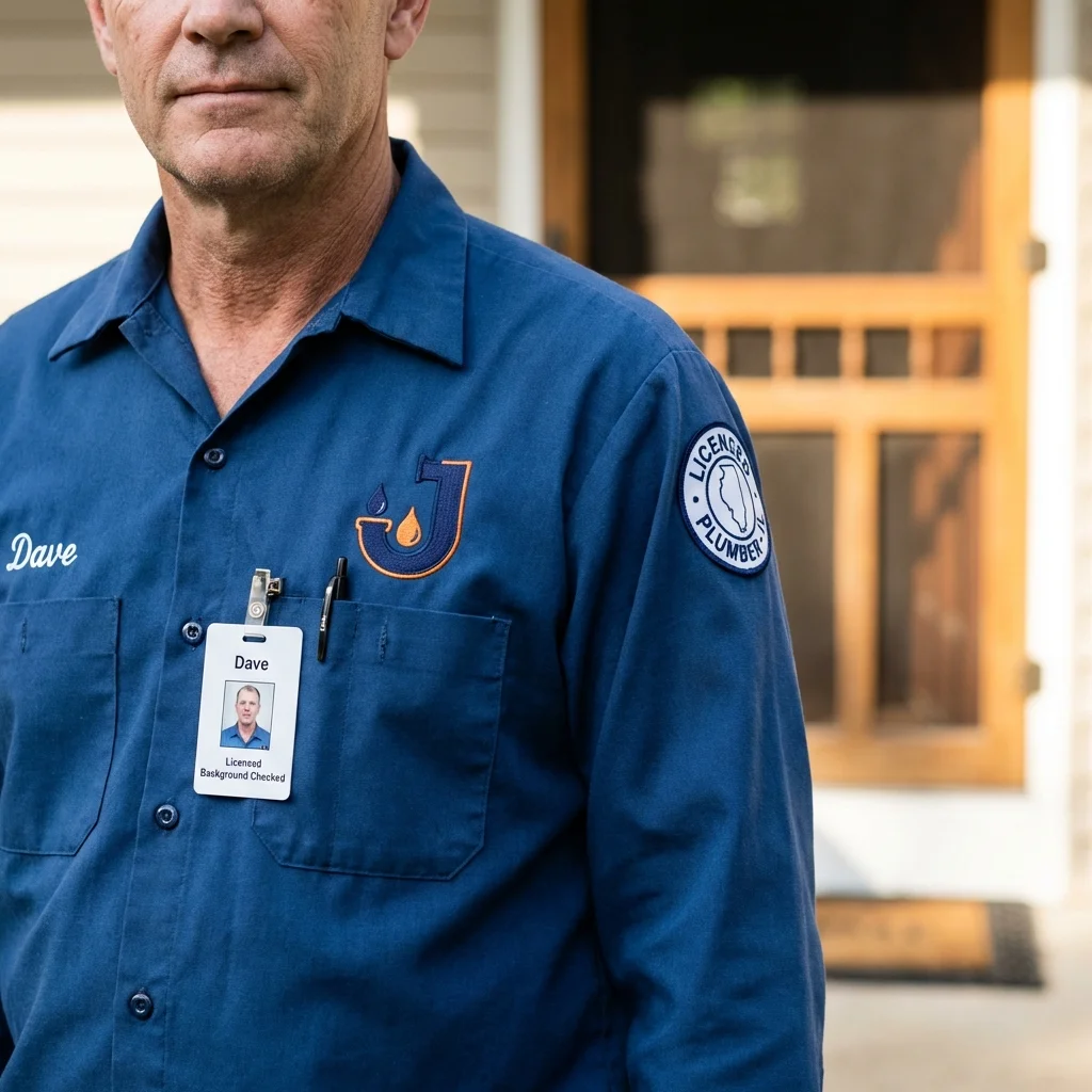 Licensed plumber showing ID badge in National City, CA