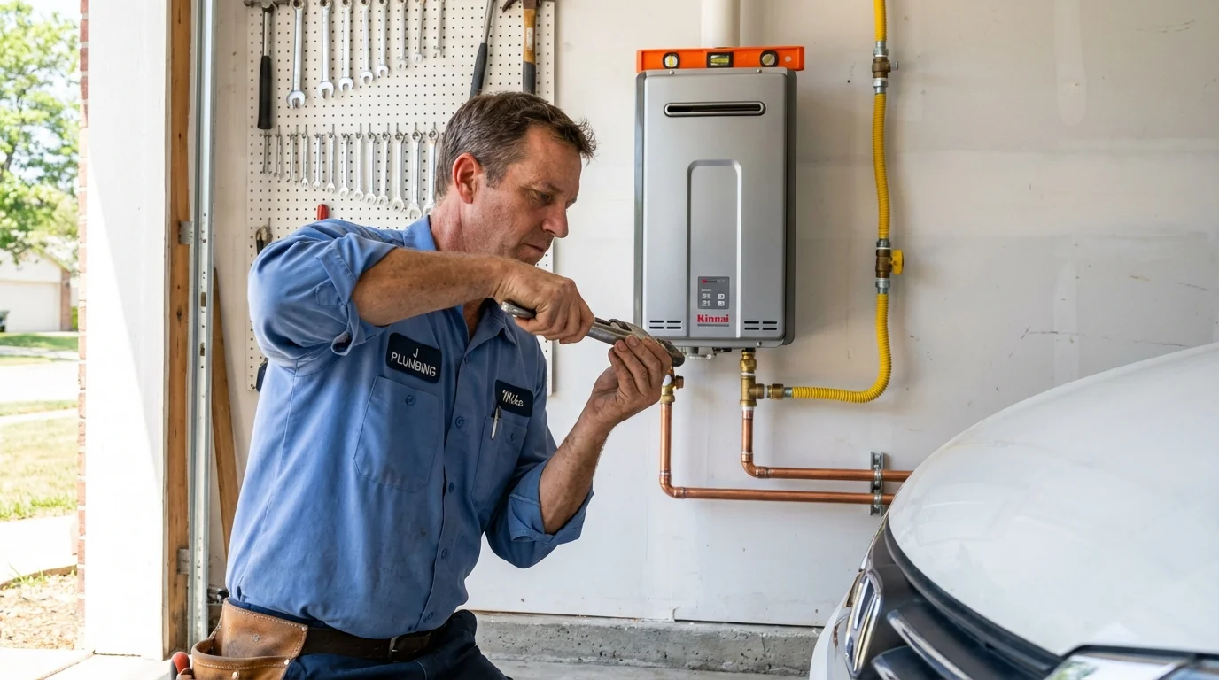 Tankless water heater installation by a Johns Plumbing LLC plumber in National City